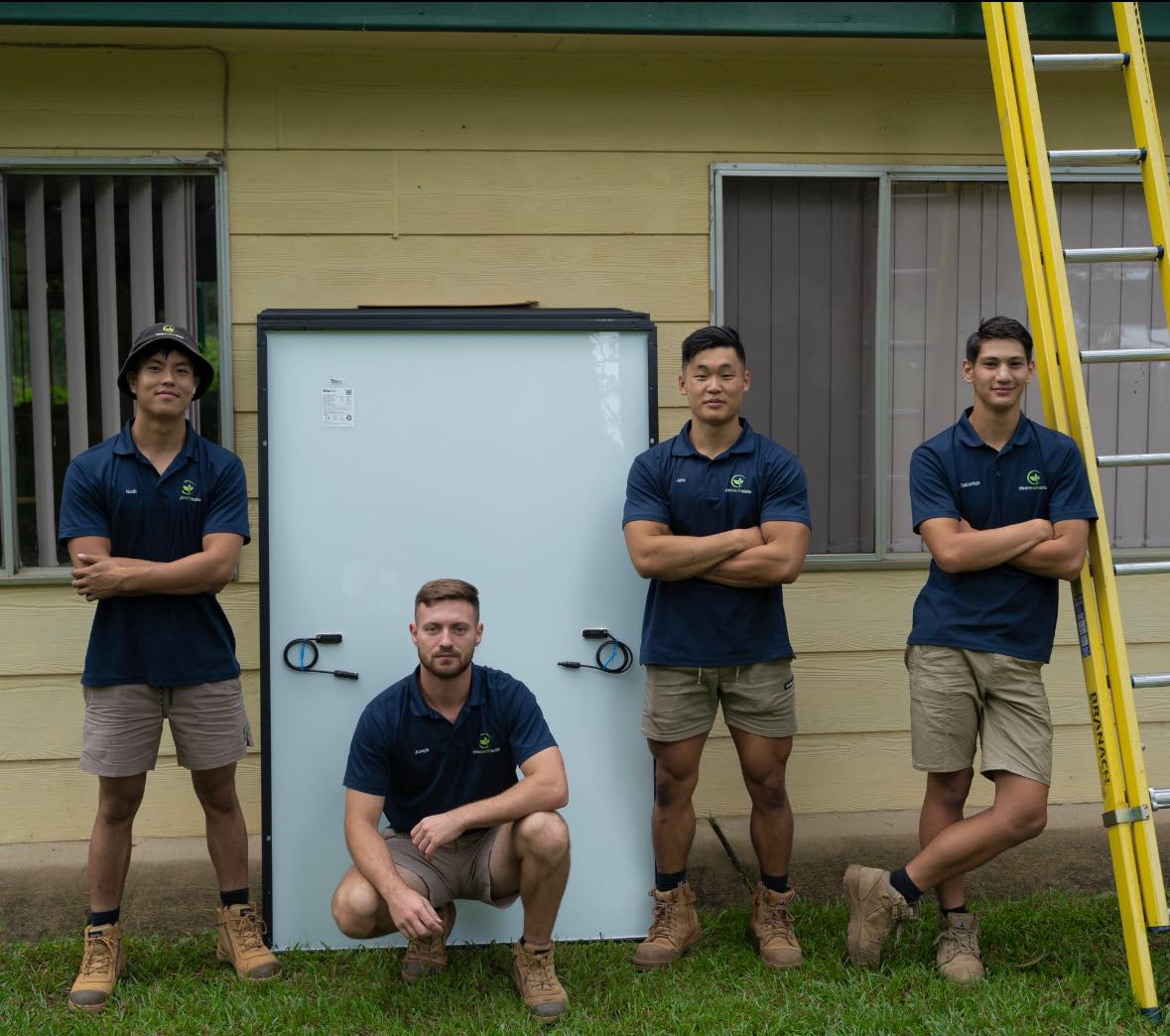 Clean Earth Solar team working on a solar installation project