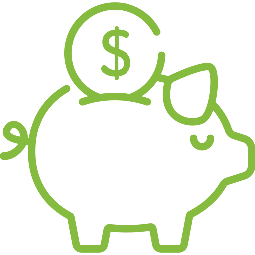 piggy bank icon illustrating savings with solar power